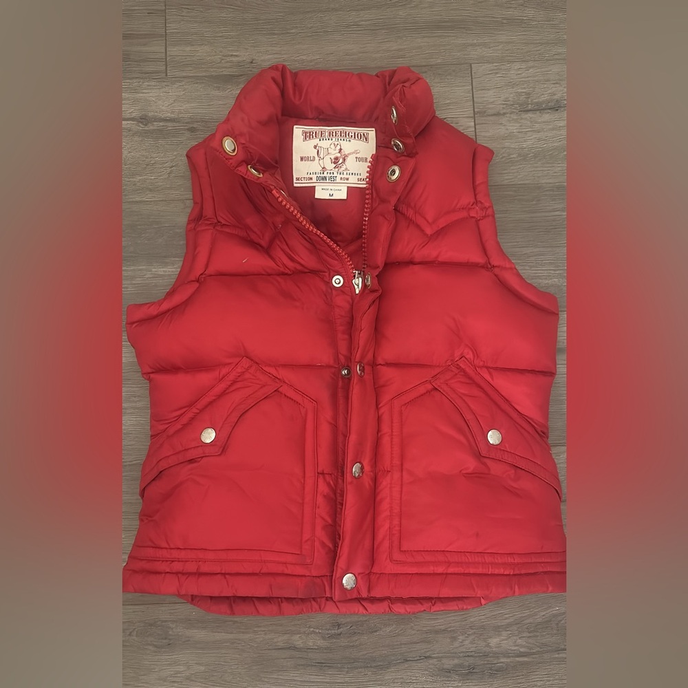 True Religion Red Puffer Vest